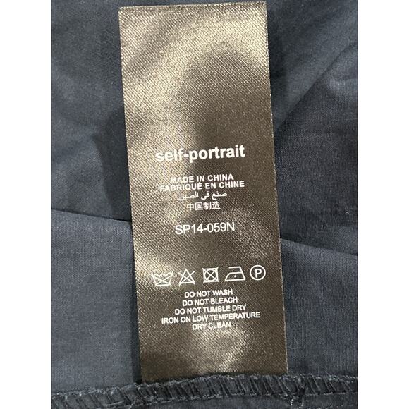 Self-Portrait Top Womens Size 6 Navy Blue Hudson Poplin Lace 100% Cotton NWT - Picture 9 of 10